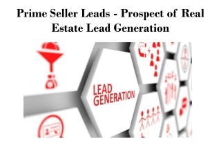 Prime Seller Leads - Prospect of Real Estate Lead Generation