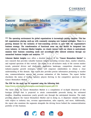 Cancer Biomarkers Market - Global Industry Insights, and Forecast to 2025