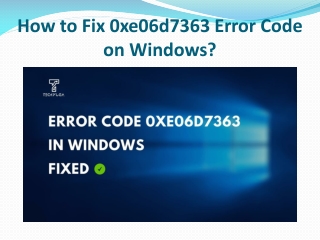 How to Fix 0xe06d7363 Error Code on Windows?