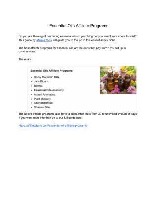 Essential Oils Affiliate Programs