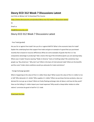 Devry ECO 312 Week 7 Discussions Latest