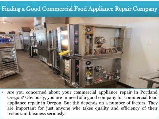 Finding a Good Commercial Food Appliance Repair Company