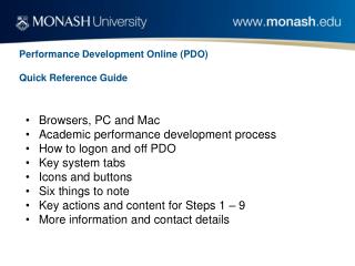 Performance Development Online (PDO) Quick Reference Guide