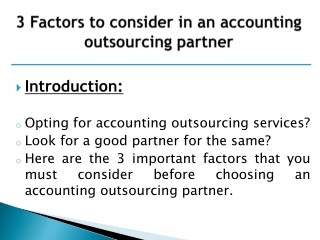 3 Factors to consider in an accounting outsourcing partner