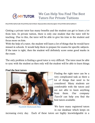We Can Help You Find The Best Tutors For Private Tuitions