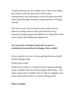 Why To Start A Crypto Exchange Like Huobi? | Huobi Clone Script