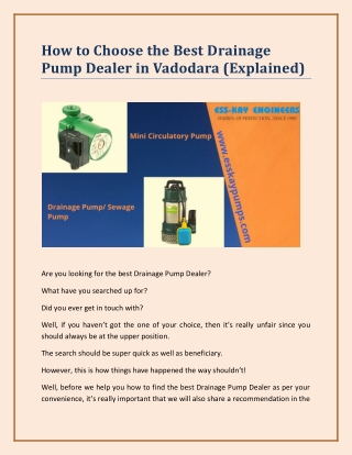 How to Choose the Best Drainage Pump Dealer in Vadodara (Explained)