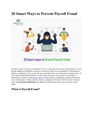 20 Smart Ways to Prevent Payroll Fraud