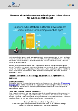 Reasons why offshore software development is best choice for building a mobile app!