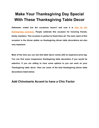 Make Your Thanksgiving Day Special With These Thanksgiving Table Decor