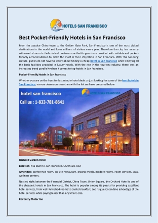 Best Pocket-Friendly Hotels in San Francisco
