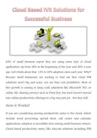 Cloud Based IVR Solutions for Successful Business