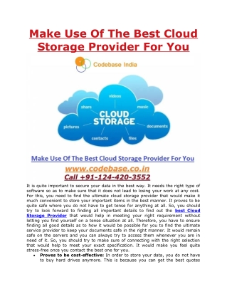 Make Use Of The Best Cloud Storage Provider For You