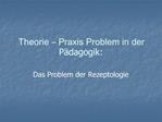 Theorie Praxis Problem in der P dagogik: