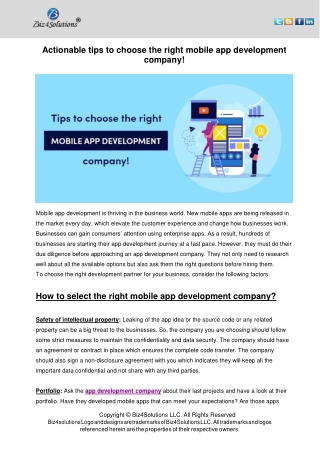 Actionable Tips to Choose the Right Mobile App Development Company!