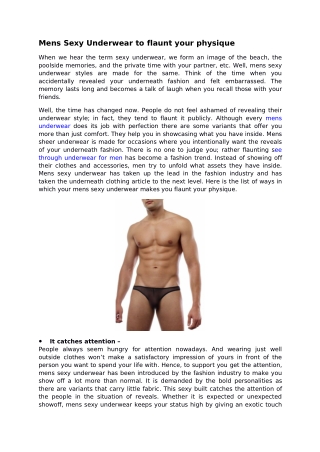 Mens Sexy Underwear to flaunt your physique