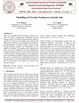 Modelling of Circular Footing on Lateritic Soil