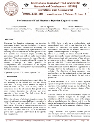 Performance of Fuel Electronic Injection Engine Systems