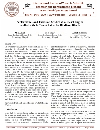 Performance and Emission Studies of a Diesel Engine Fuelled with Different Jatropha Biodiesel Blends