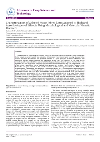 Characterization of Selected Maize Inbred Lines Adapted to Highland Agro-Ecologies of Ethiopia Using Morphological and M