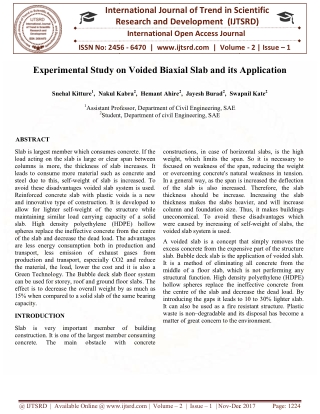 Experimental Study on Voided Biaxial Slab and its Application