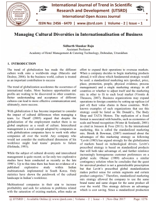 Managing Cultural Diversities in Internationalisation of Business