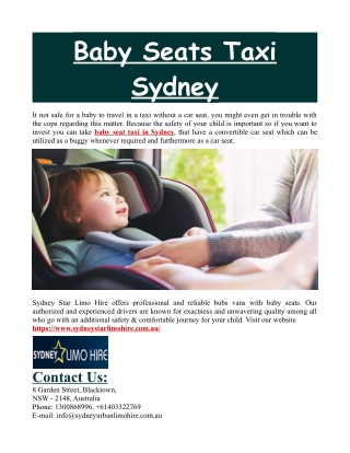 Baby Seats Taxi Sydney