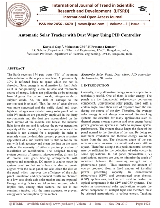 Automatic Solar Tracker with Dust Wiper Using PID Controller