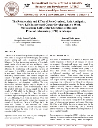 The Relationship and Effect of Role Overload, Role Ambiguity, Work Life Balance and Career Development on Work Stress am