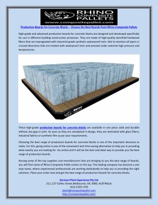 Production Boards for Concrete Blocks – Choose the Best Boards from Rhino Composite Pallets