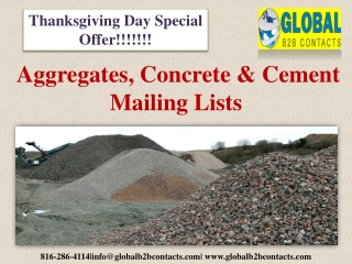 Aggregates, Concrete & Cement Mailing Lists