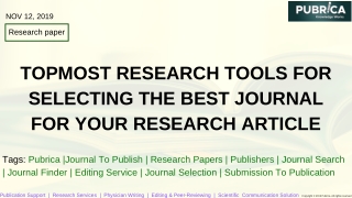 Research tool for Selecting the Best Journal for your Research Artile - Publications