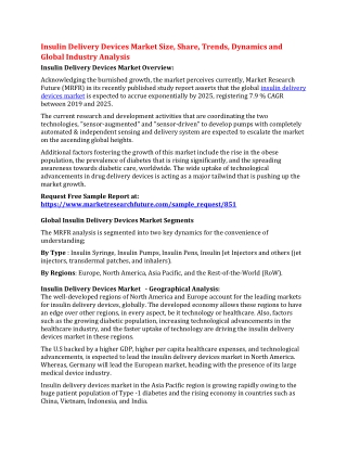 Insulin Delivery Devices Market Size, Share, Trends, Dynamics and Global Industry Analysis