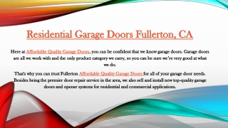 Residential Garage Doors Fullerton, CA