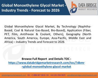 Global Monoethylene Glycol Market -Industry Trends - Forecast to 2026