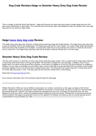 Dog Crate Reviews Haige vs Smonter Heavy Duty Dog Crate Review