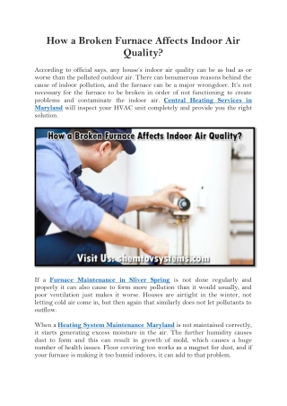 How a Broken Furnace Affects Indoor Air Quality?