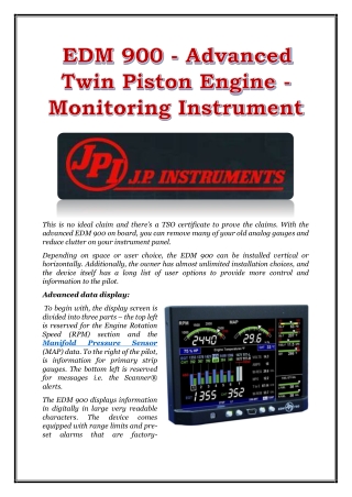 EDM 900 - Advanced Twin Piston Engine -Monitoring Instrument