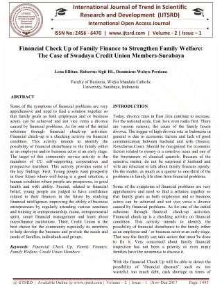 Financial Check Up of Family Finance to Strengthen Family Welfare The Case of Swadaya Credit Union Members Surabaya