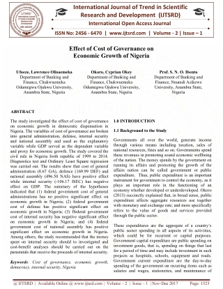 Effect of Cost of Governance on Economic Growth of Nigeria