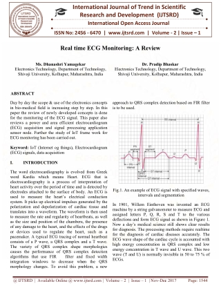 Real time ECG Monitoring A Review