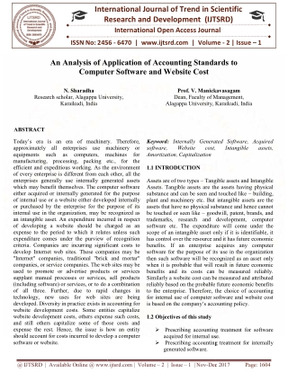 An Analysis of Application of Accounting Standards to Computer Software and Website Cost