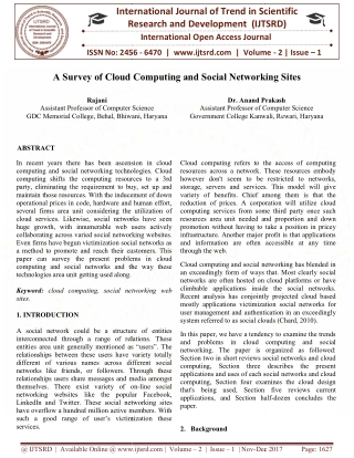 A Survey of Cloud Computing and Social Networking Sites