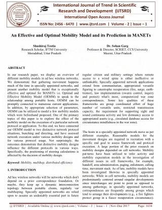 An Effective and Optimal Mobility Model and its Prediction in MANETs