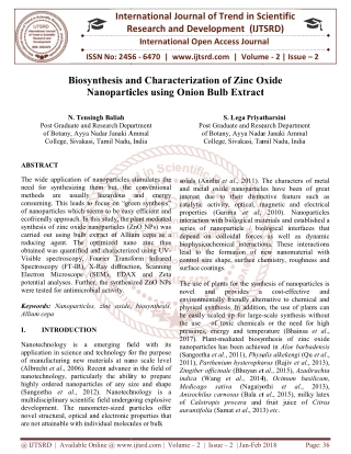 Biosynthesis and Characterization of Zinc Oxide Nanoparticles using Onion Bulb Extract