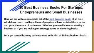 30 Best Business Books For Start-ups, Entrepreneurs and Small Businesses