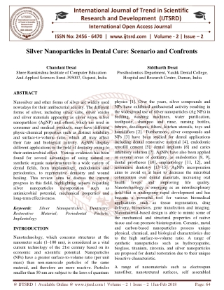 Silver Nanoparticles in Dental Cure Scenario and Confronts