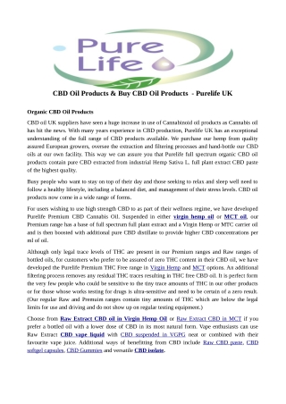 CBD Oil Products & Buy CBD Oil Products - Purelife UK