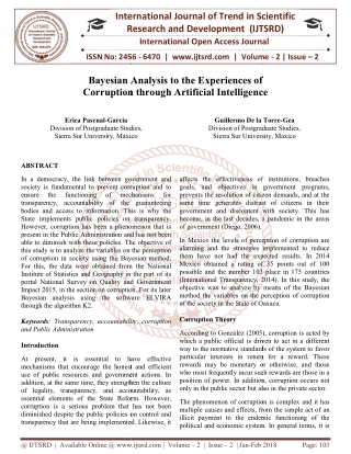 Bayesian Analysis to the experiences of corruption through Artificial Intelligence