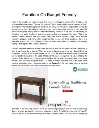 Furniture On Budget Friendly
